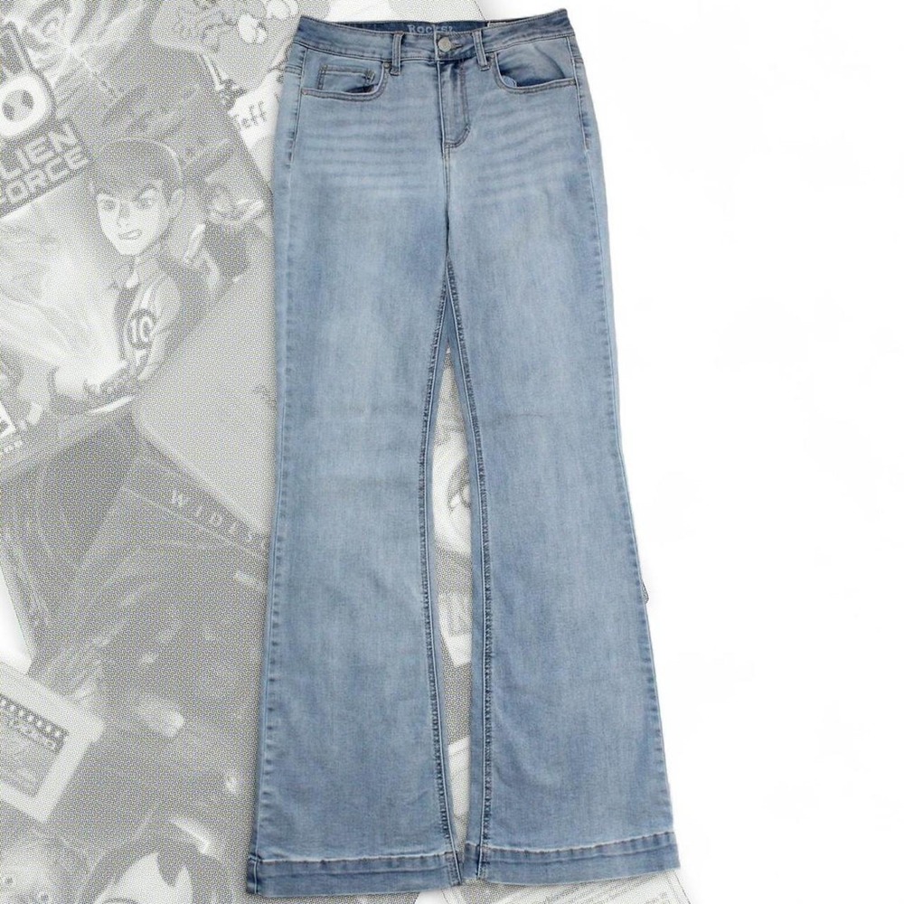Y2K Light Wash Blue Rocks & Indigo High Rise Flare Bootcut Jeans